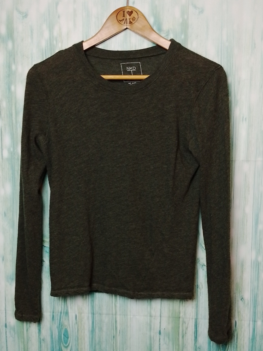 NKD T Cashmere Long Sleeve Asymmetrical Sew Seam Small Heathered Green